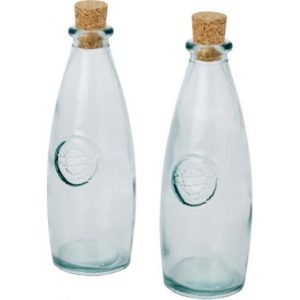Kit 2 peças de vidro reciclado para óleo e vinagre