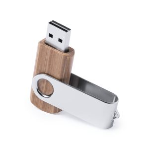 Memória USB com corpo em bambu e mecanismo giratório – 16GB
