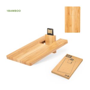 Memória USB com design plano em bambu
