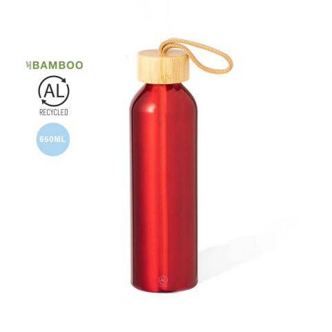 Garrafa em alumínio reciclado e bambu