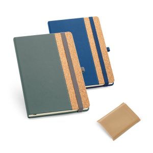 Bloco de notas A5, com capa em cortiça e PU colorido na lateral