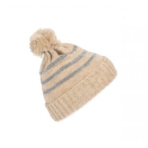 Gorro às riscas tricotado em malha reciclada