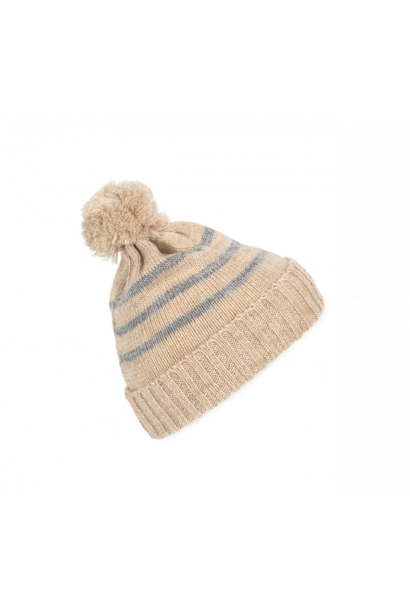 Gorro às riscas tricotado em malha reciclada