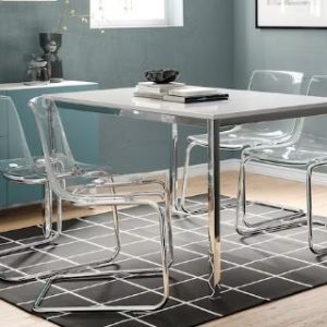Mesa TORSBY tampo branco perna cromo